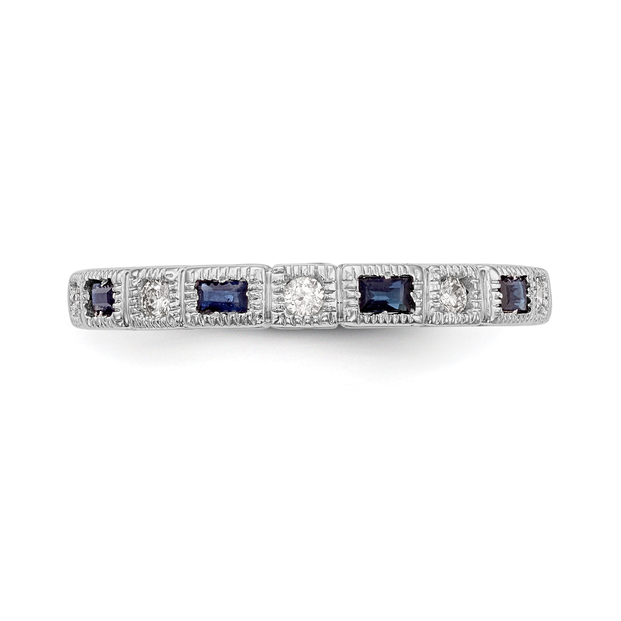 14K White Gold Diamond w/Sapphire Band