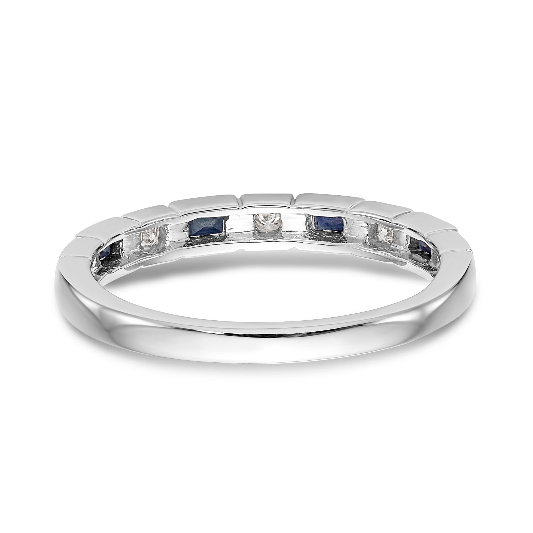 14K White Gold Diamond w/Sapphire Band