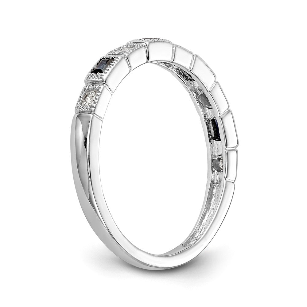 14K White Gold Diamond w/Sapphire Band