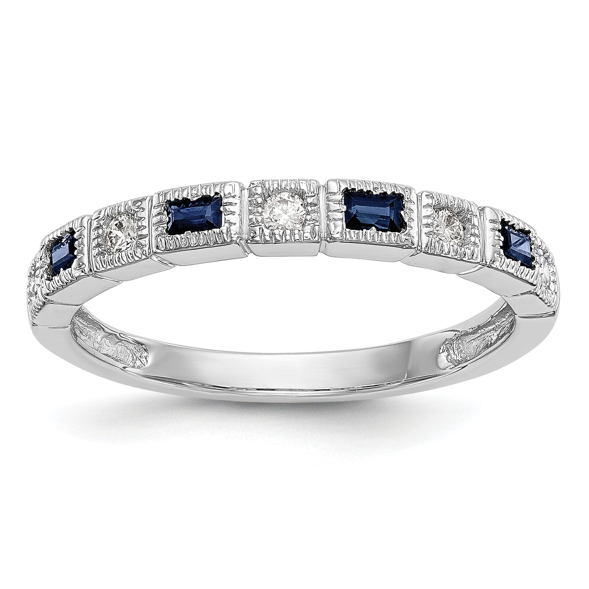 14K White Gold Diamond w/Sapphire Band