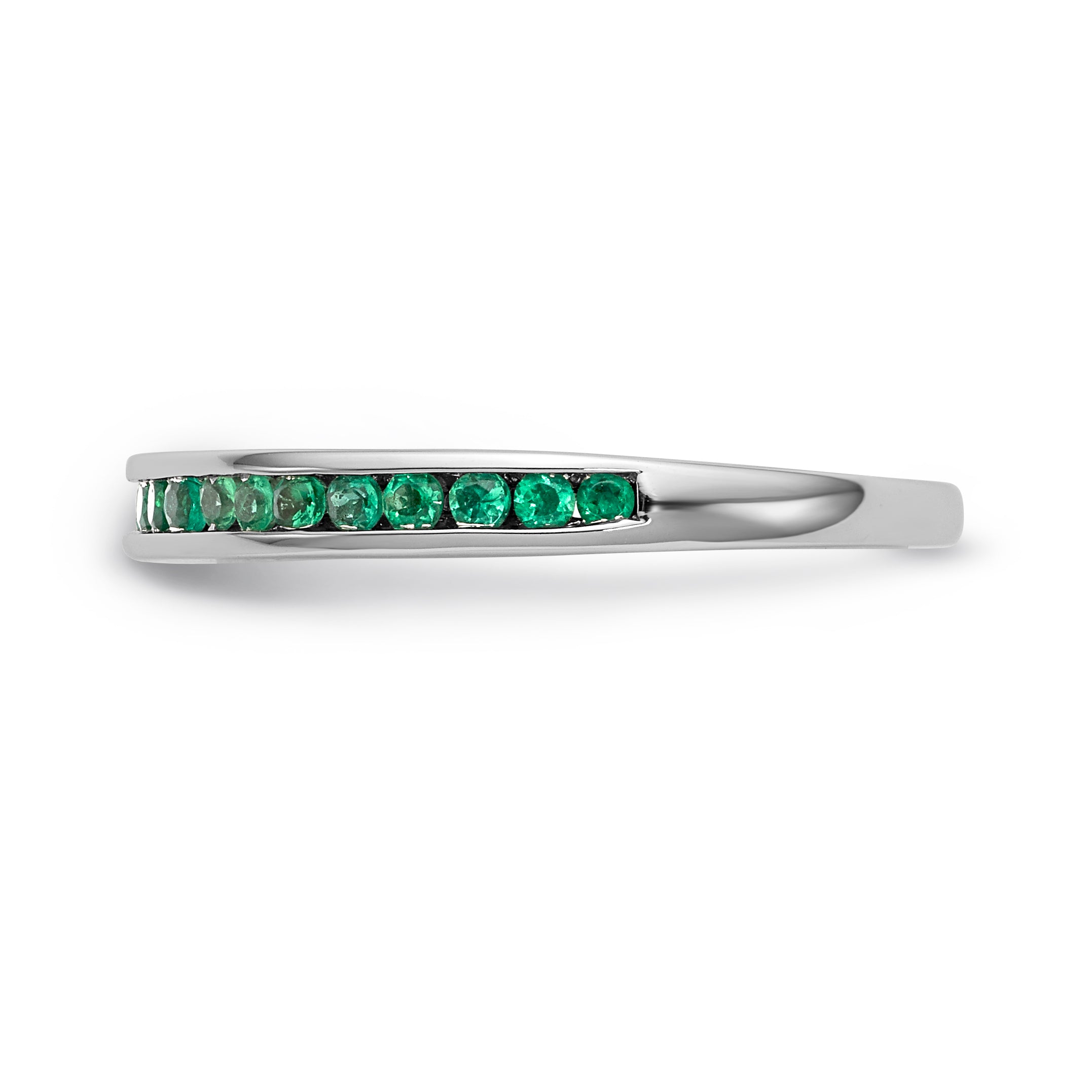 14K White Gold Emerald Band