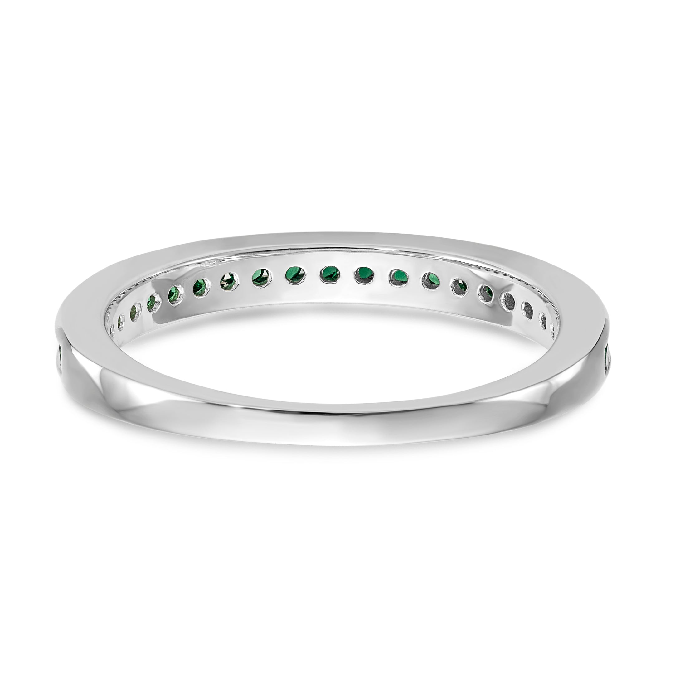 14K White Gold Emerald Band - 7