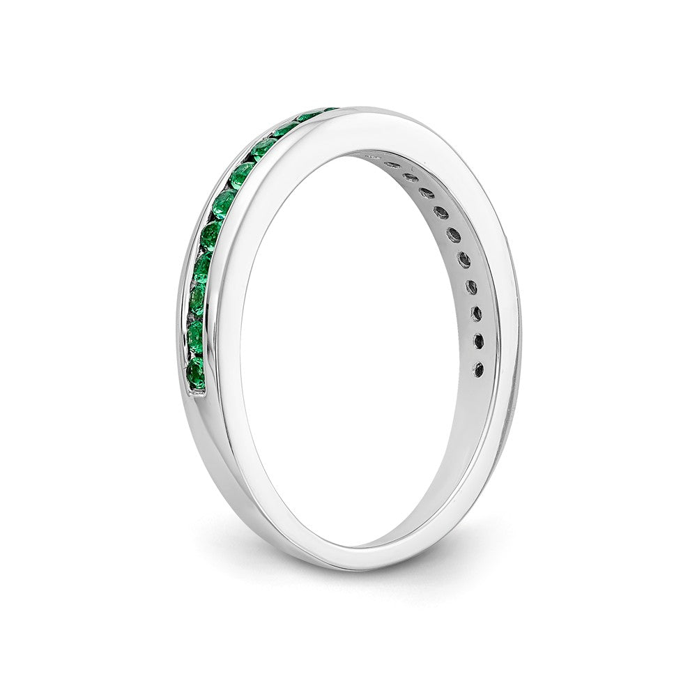14K White Gold Emerald Band - 7