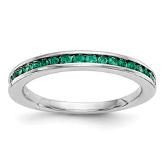 14K White Gold Emerald Band - 7