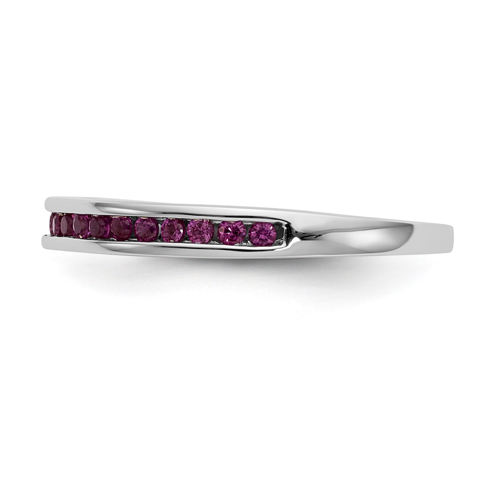 14K White Gold Ruby Band - 7
