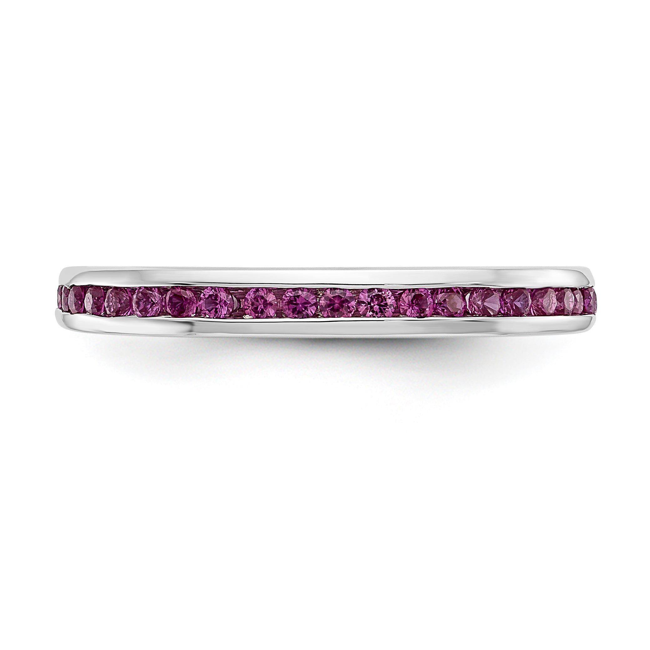 14K White Gold Ruby Band - 7
