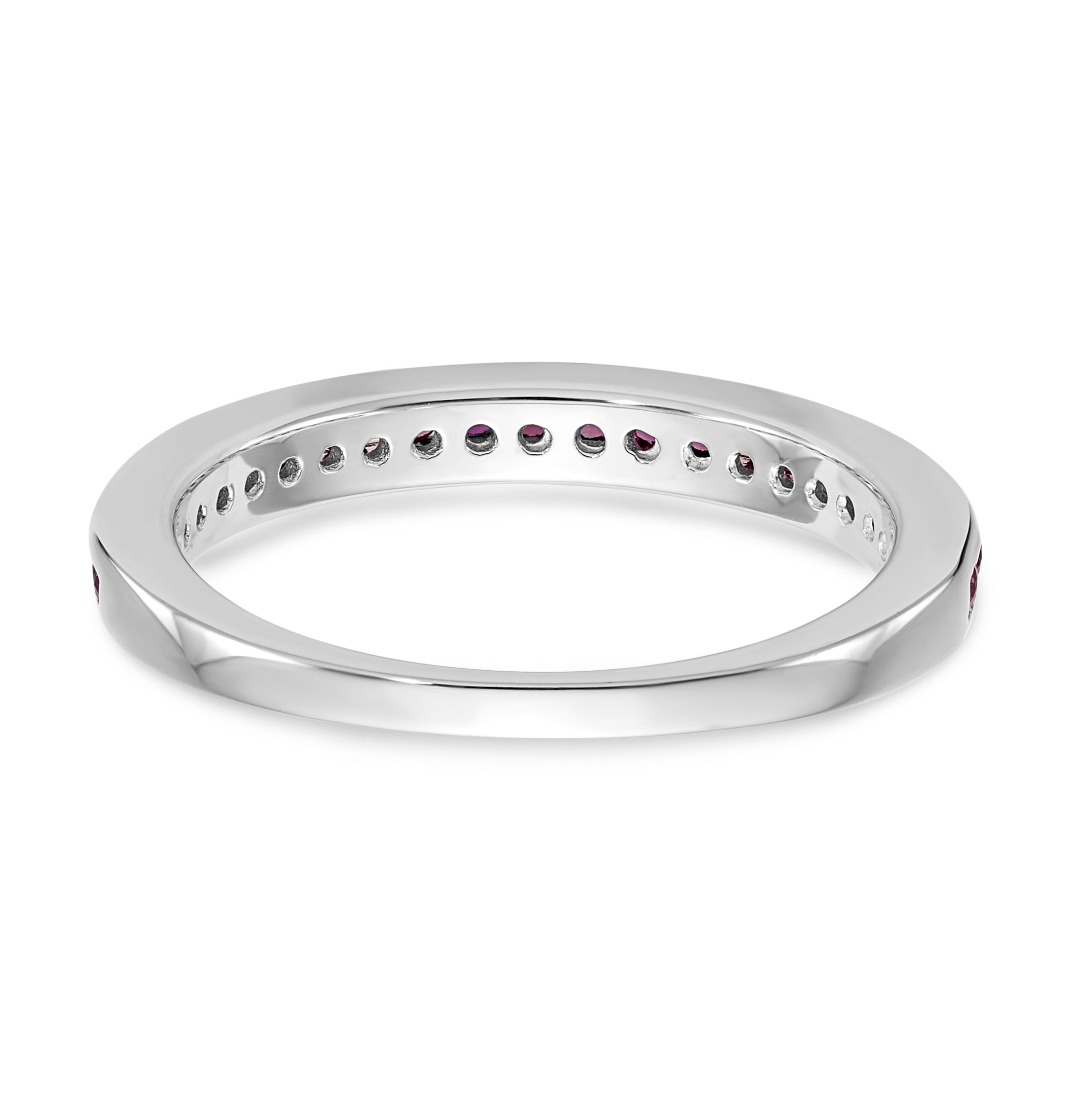 14K White Gold Ruby Band - 7
