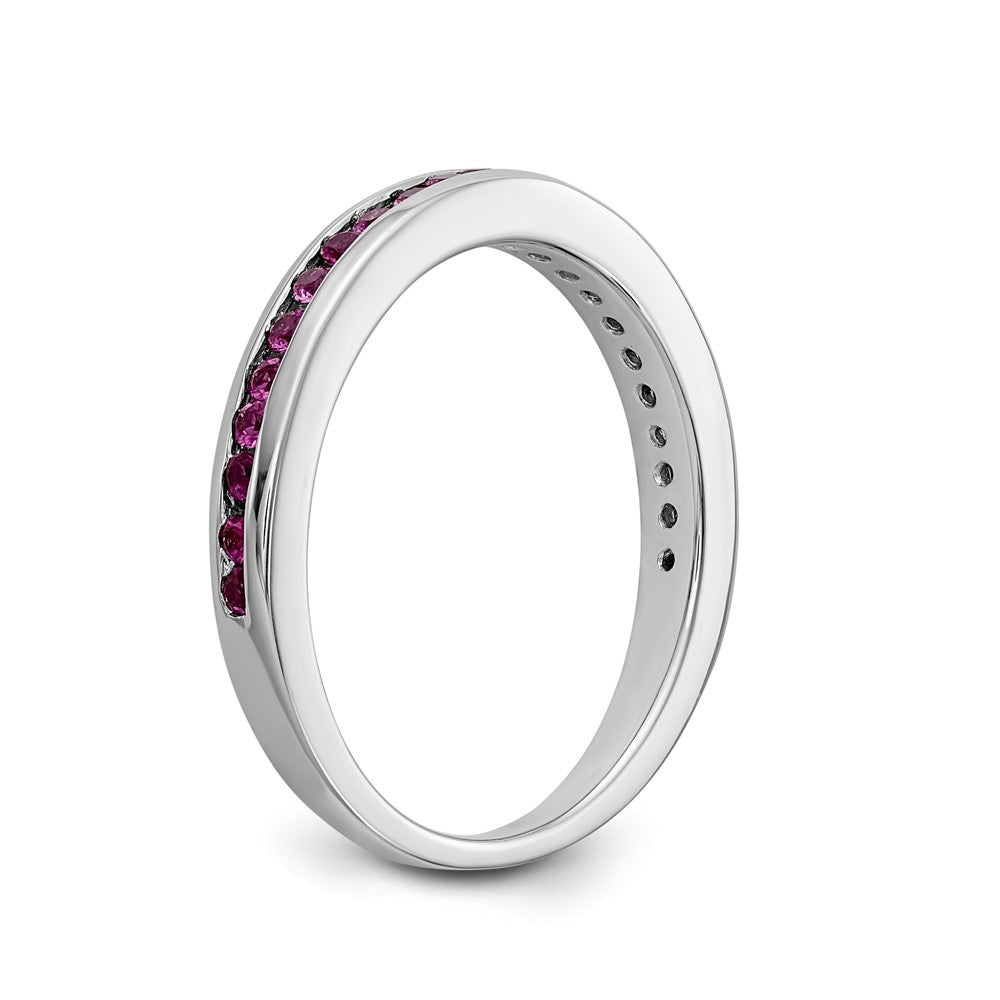 14K White Gold Ruby Band - 7