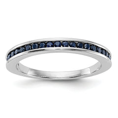14K White Gold Sapphire Band - 7