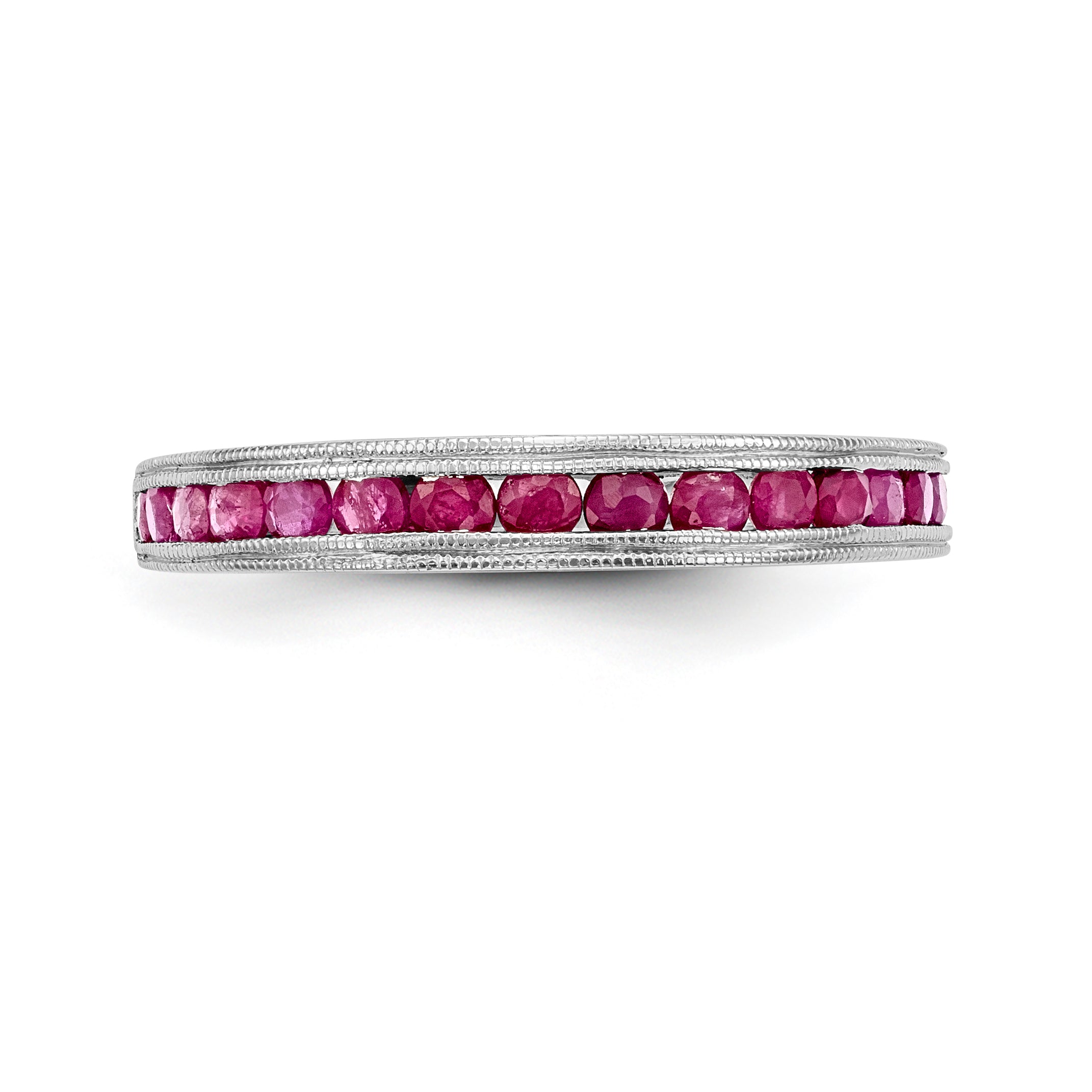 14K White Gold Ruby Band