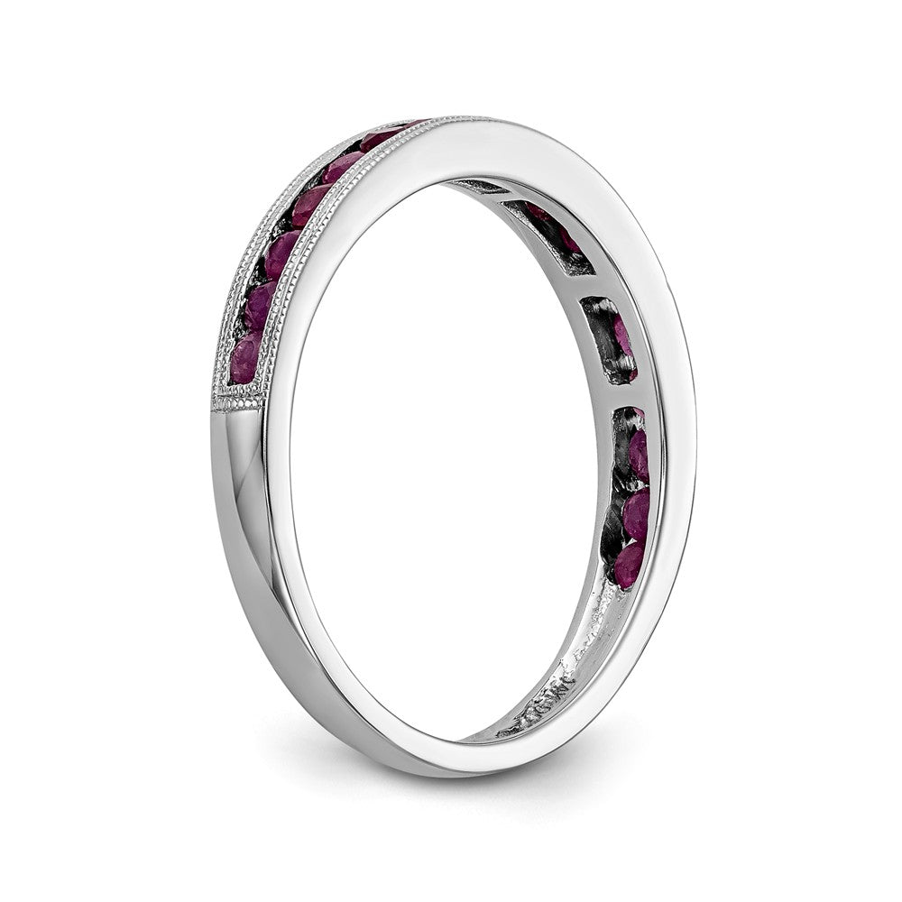 14K White Gold Ruby Band