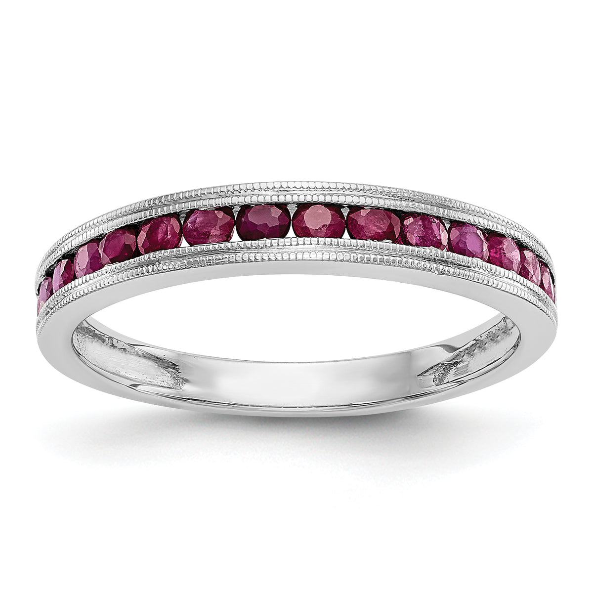 14K White Gold Ruby Band