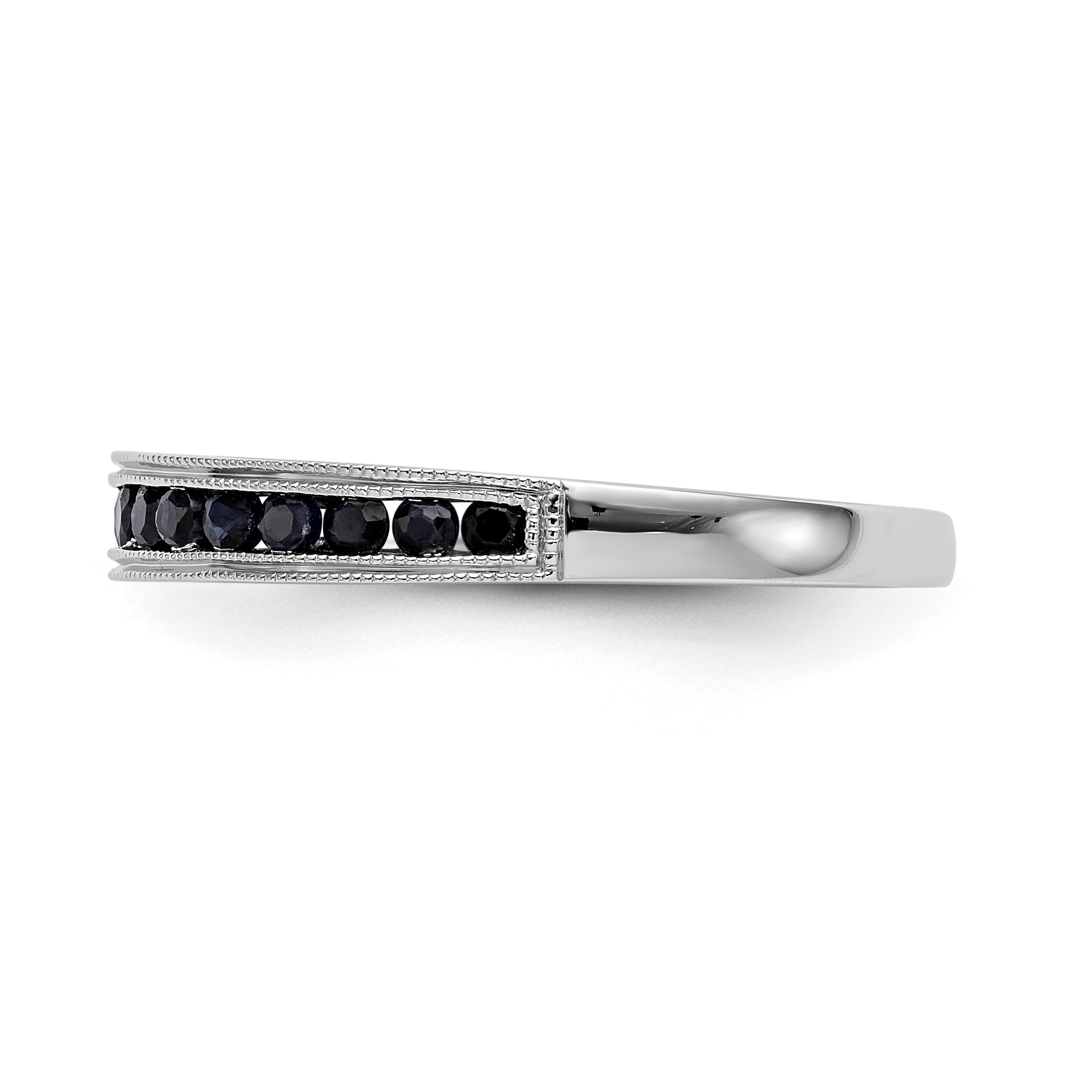 14K White Gold Blue Sapphire Band