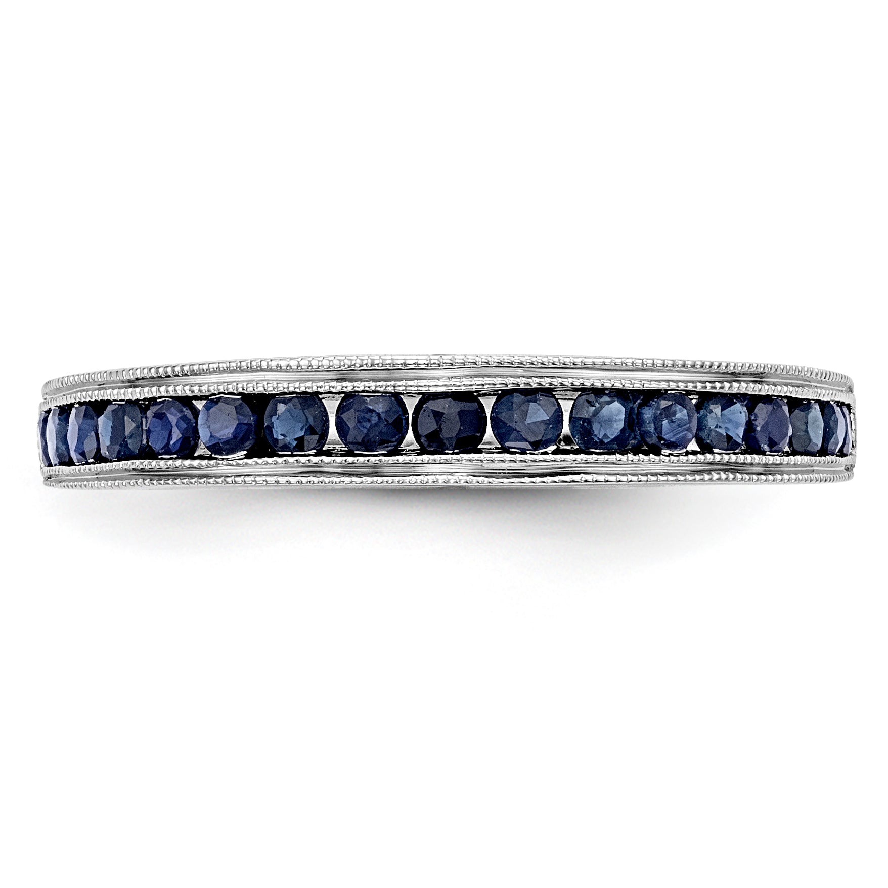 14K White Gold Blue Sapphire Band