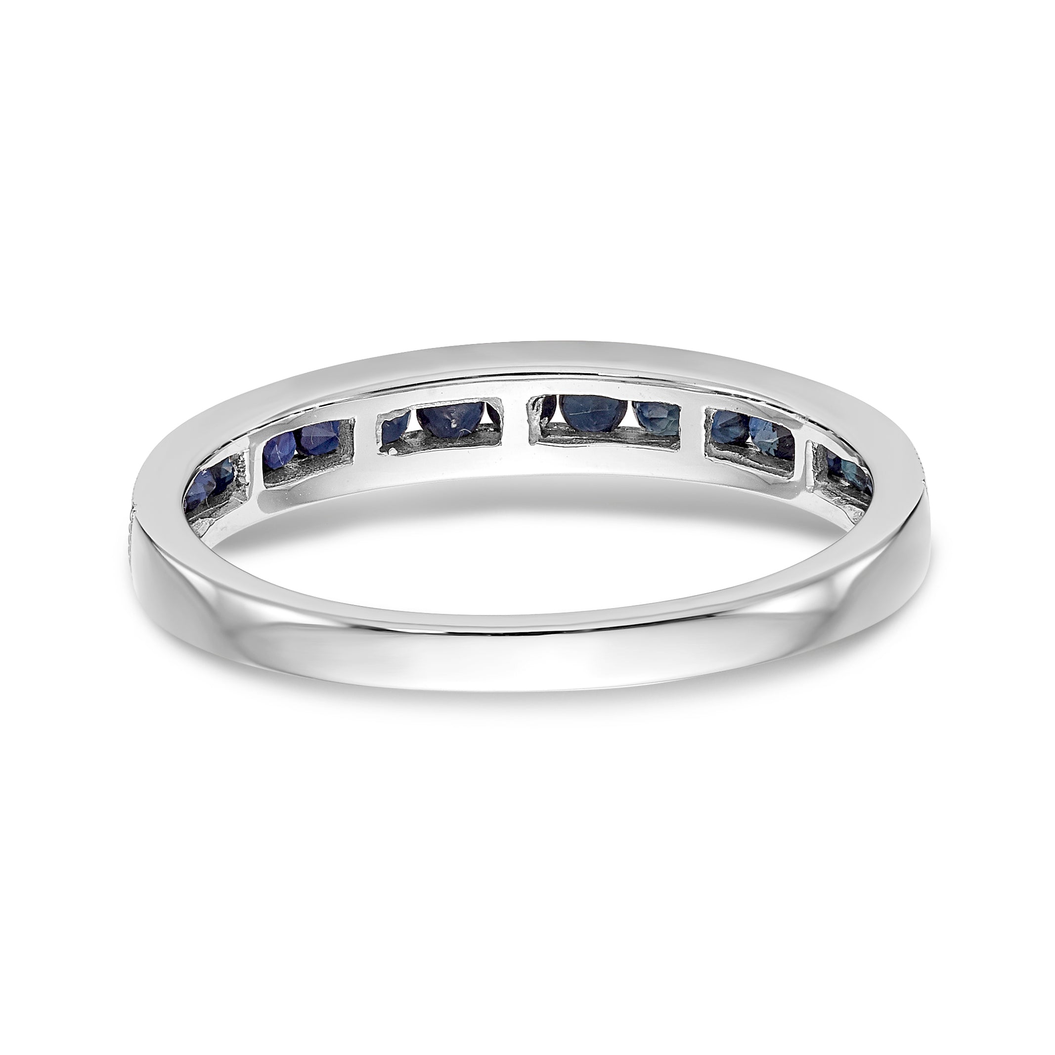 14K White Gold Blue Sapphire Band