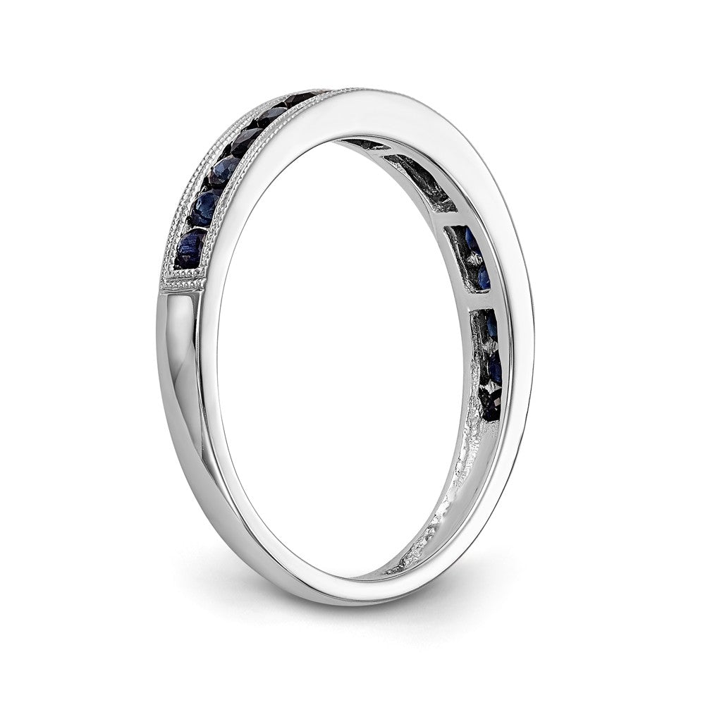 14K White Gold Blue Sapphire Band