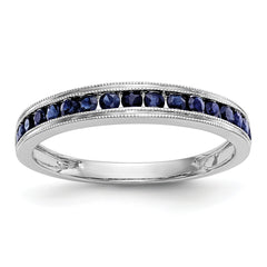 14K White Gold Blue Sapphire Band