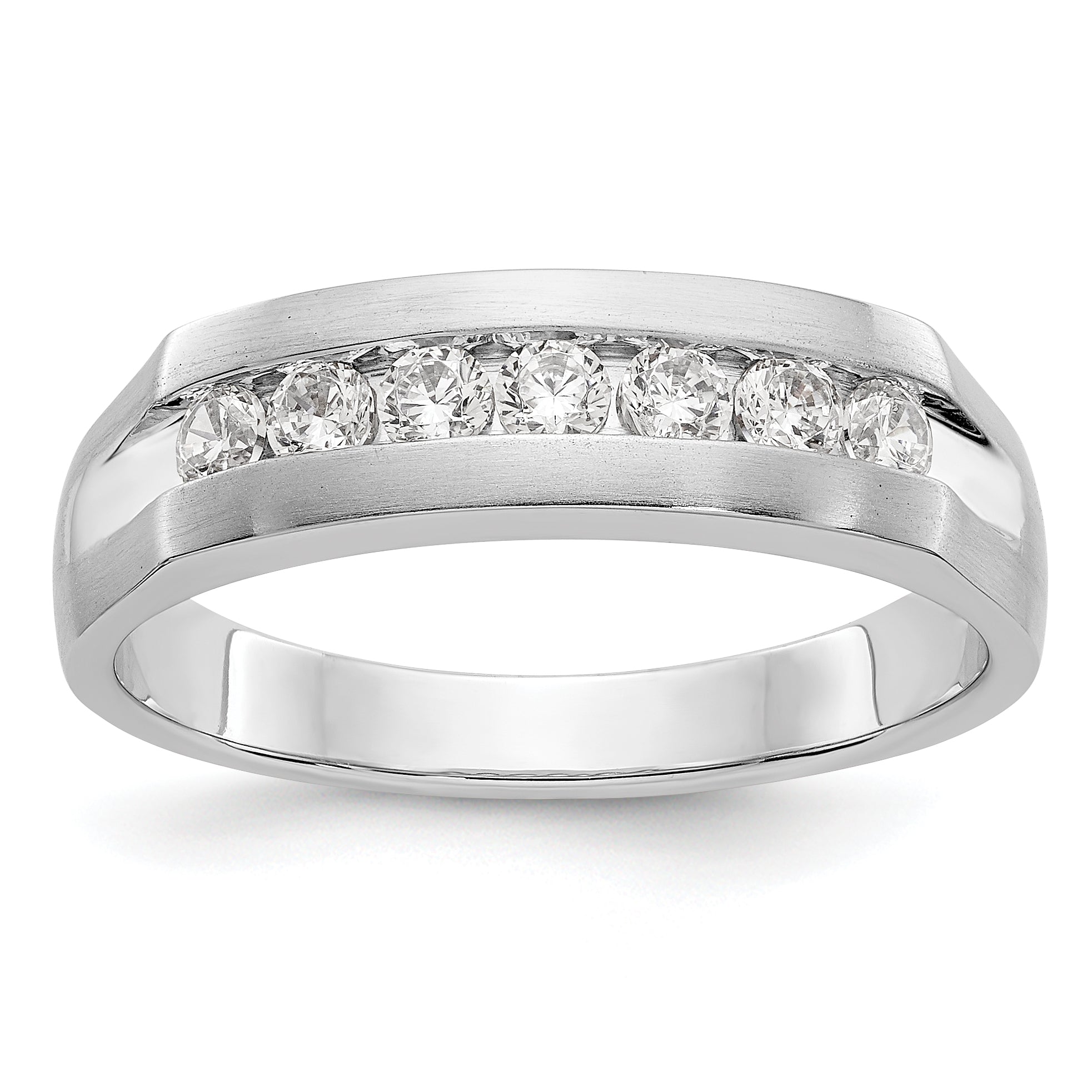 14K White Gold 7-Stone 1/2 carat Diamond Complete Men's Channel Band Main image
