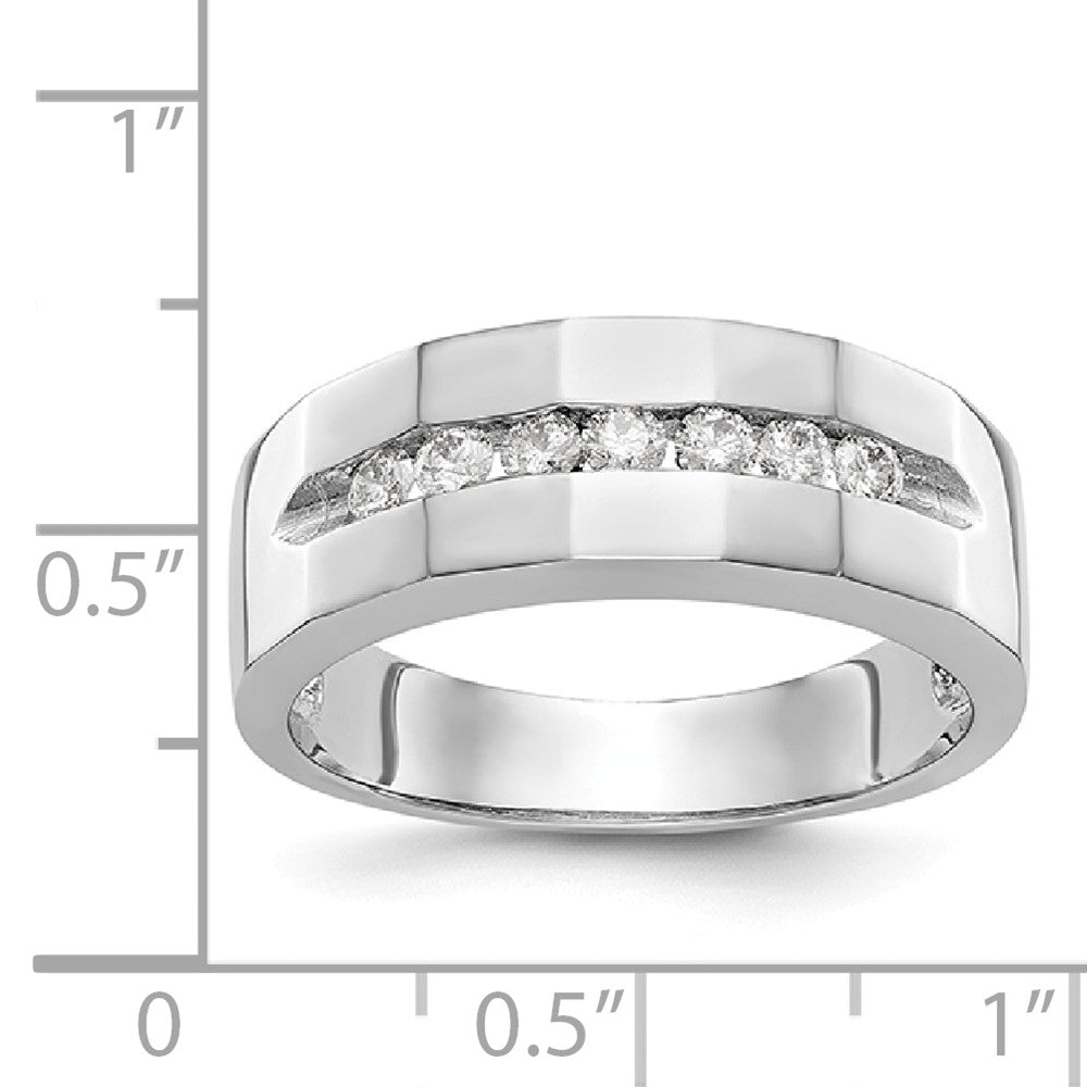 14K White Gold Diamond Men's Band