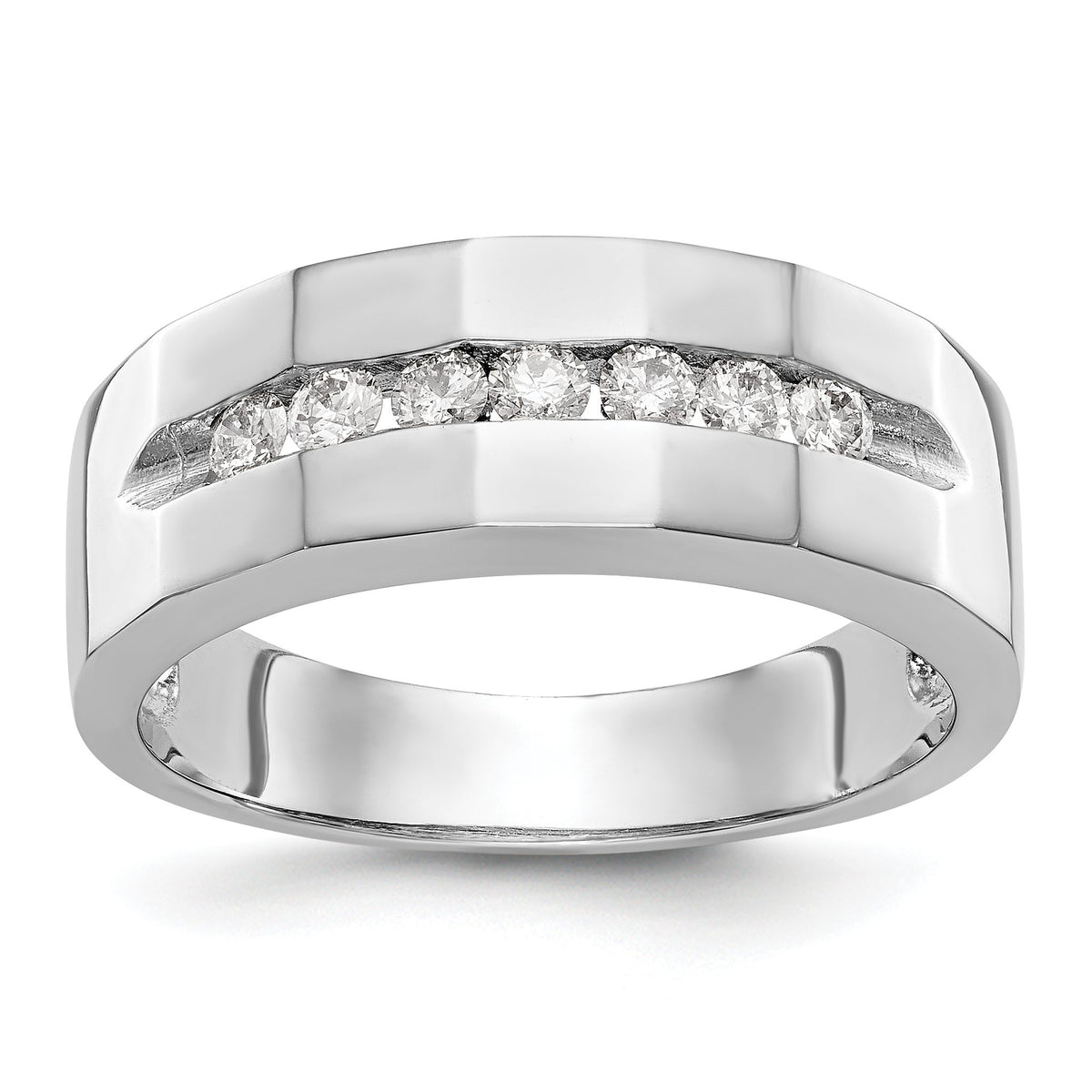 Men's Seven-Stone Diamond Channel Wedding Band in 14K White Gold, 7.8mm (1/3 ct. tw.), Size 10 - Sophia Jewelers Main image