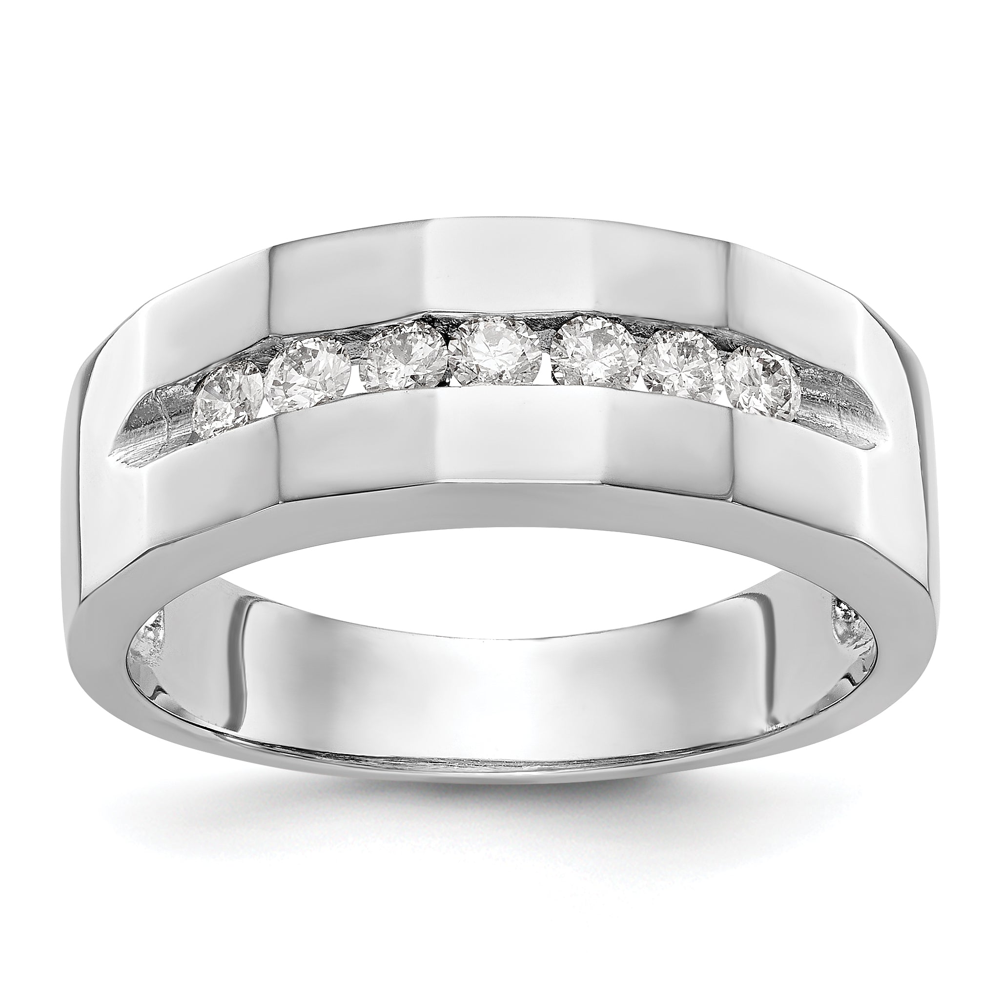 14K White Gold 7-Stone 1/3 carat Diamond Complete Men's Channel Band Main image