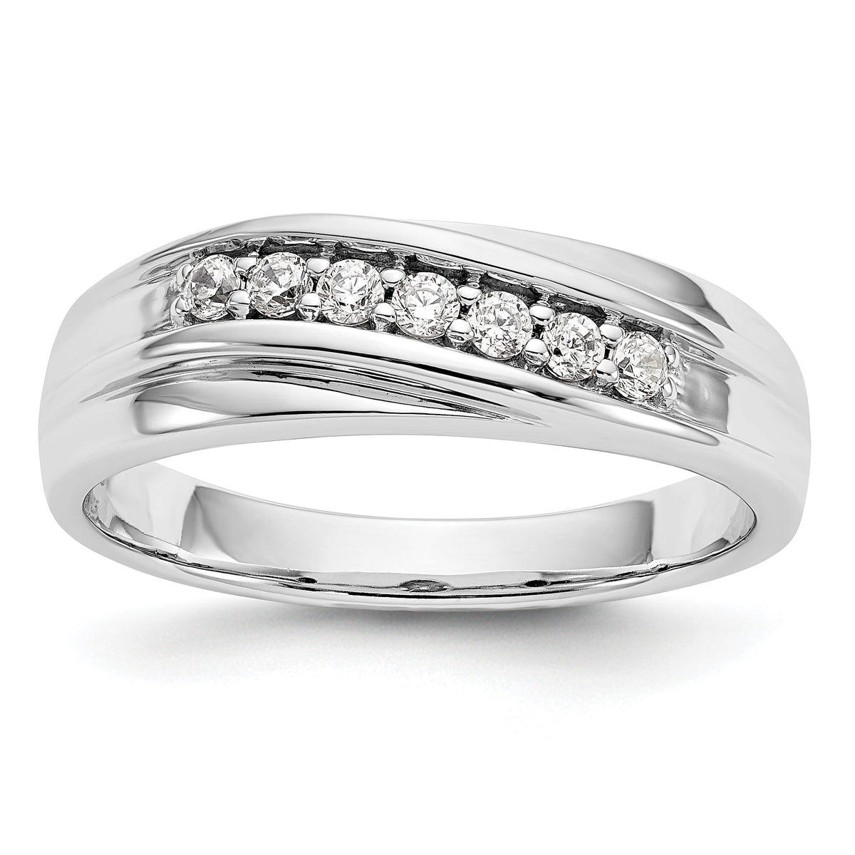 Men's Seven-Stone Diamond Wedding Band in 14K White Gold, 6.4mm (1/4 ct. tw.), Size 10 - Sophia Jewelers Main image
