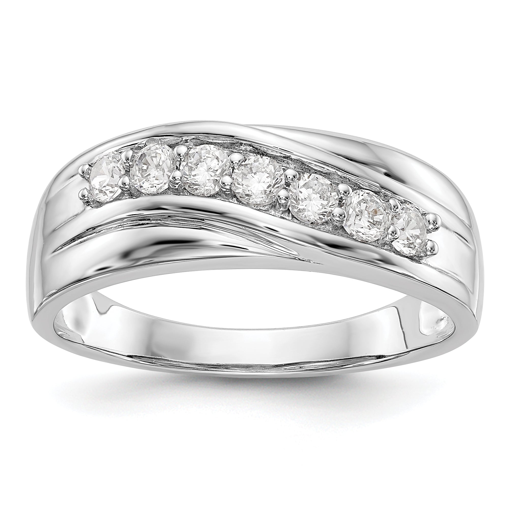14K White Gold 7-Stone 1/2 carat Diamond Complete Men's Band Main image