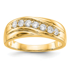 14K Yellow Gold Diamond Men's Band