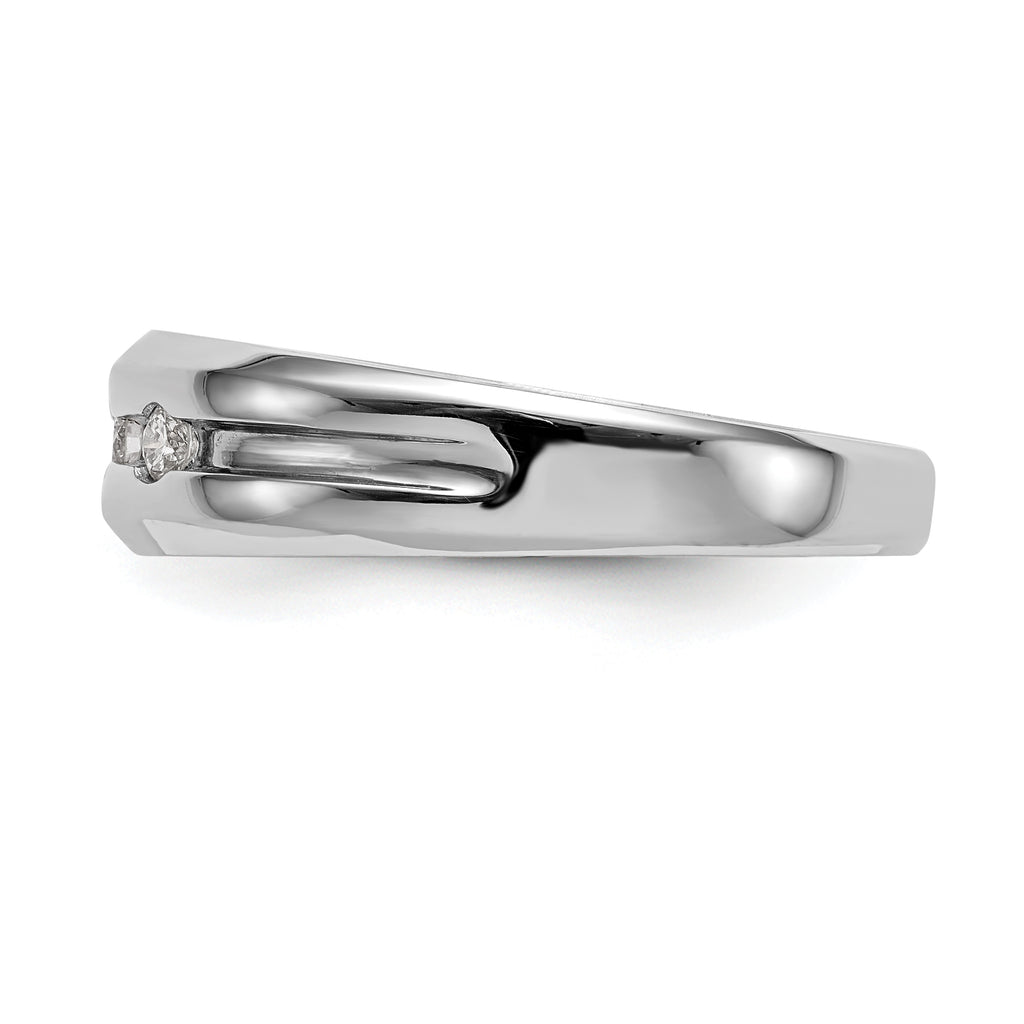 14K White Gold 3-Stone 1/6 carat Diamond Complete Men's Band