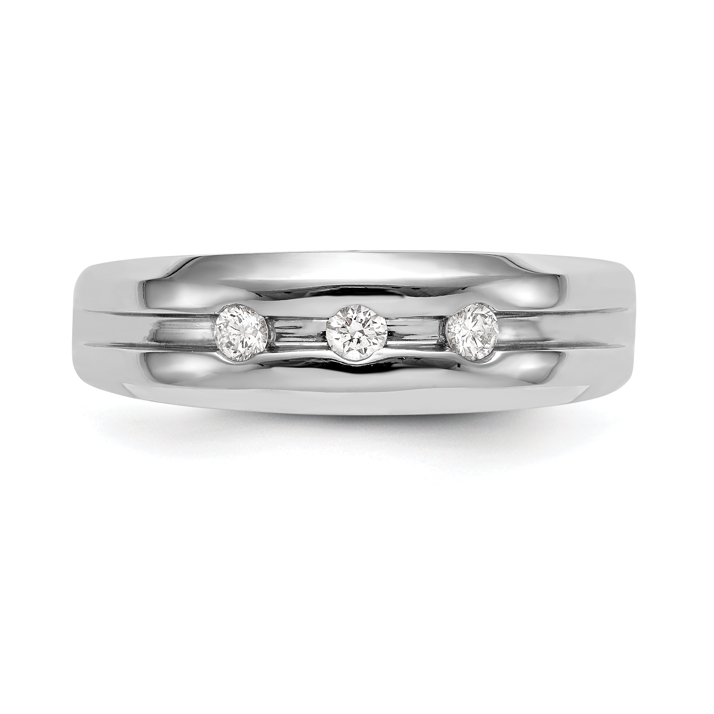 14K White Gold 3-Stone 1/6 carat Diamond Complete Men's Band