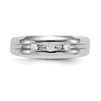 14K White Gold 3-Stone 1/6 carat Diamond Complete Men's Band