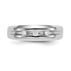 14K White Gold 3-Stone 1/6 carat Diamond Complete Men's Band