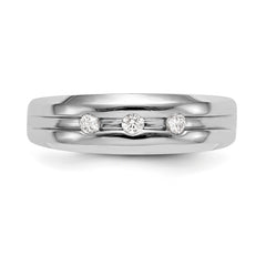 14K White Gold 3-Stone 1/6 carat Diamond Complete Men's Band