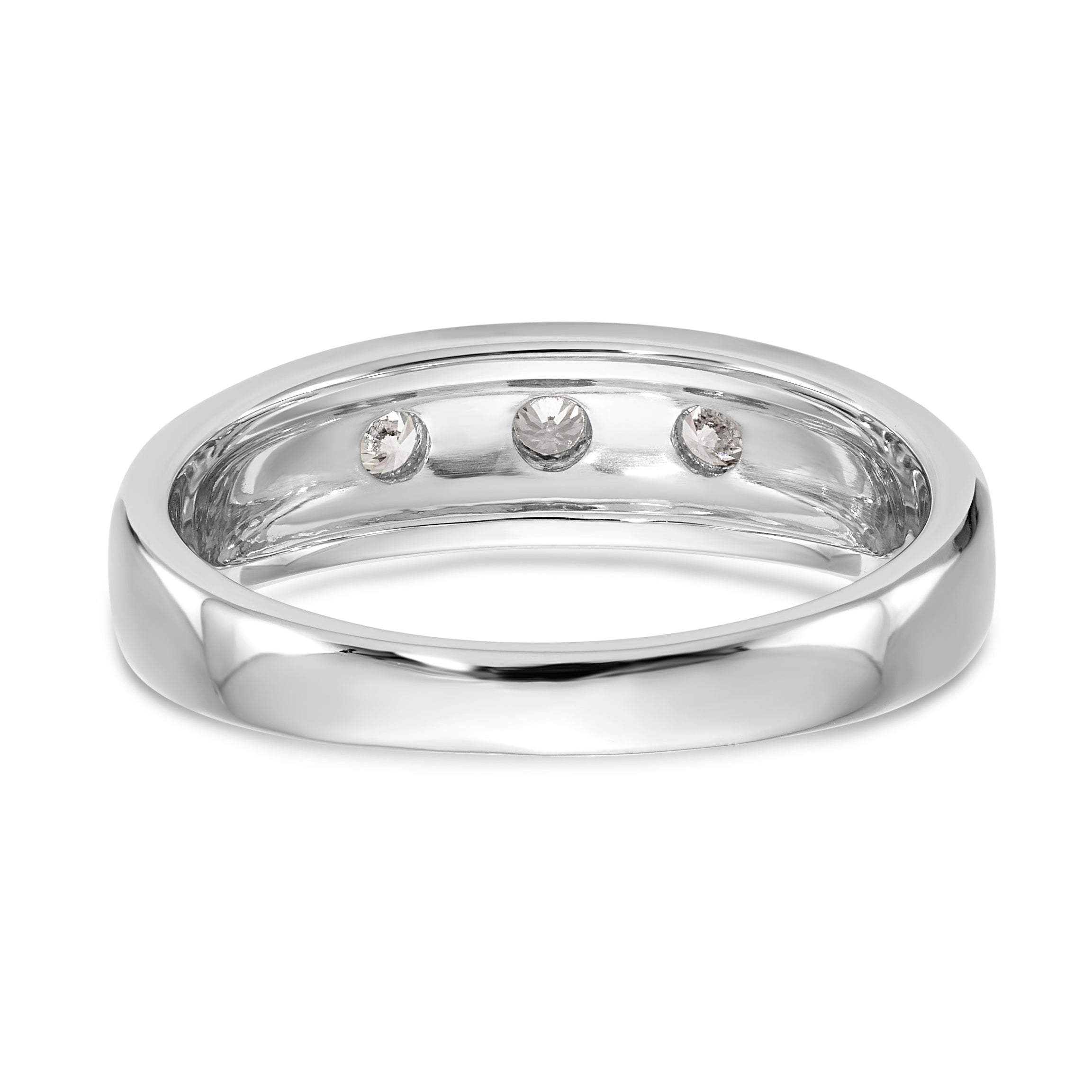 14K White Gold 3-Stone 1/6 carat Diamond Complete Men's Band