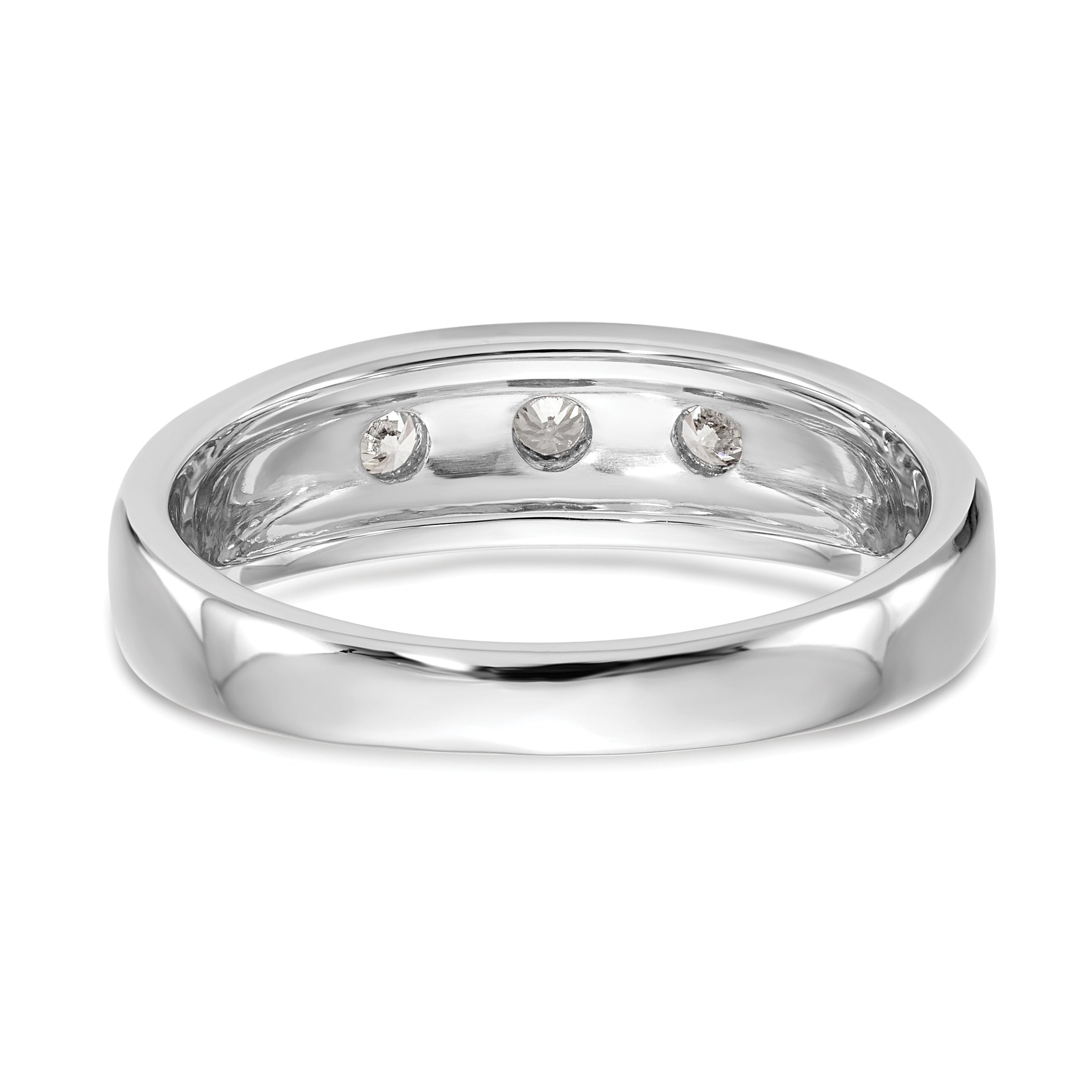 14K White Gold 3-Stone 1/6 carat Diamond Complete Men's Band