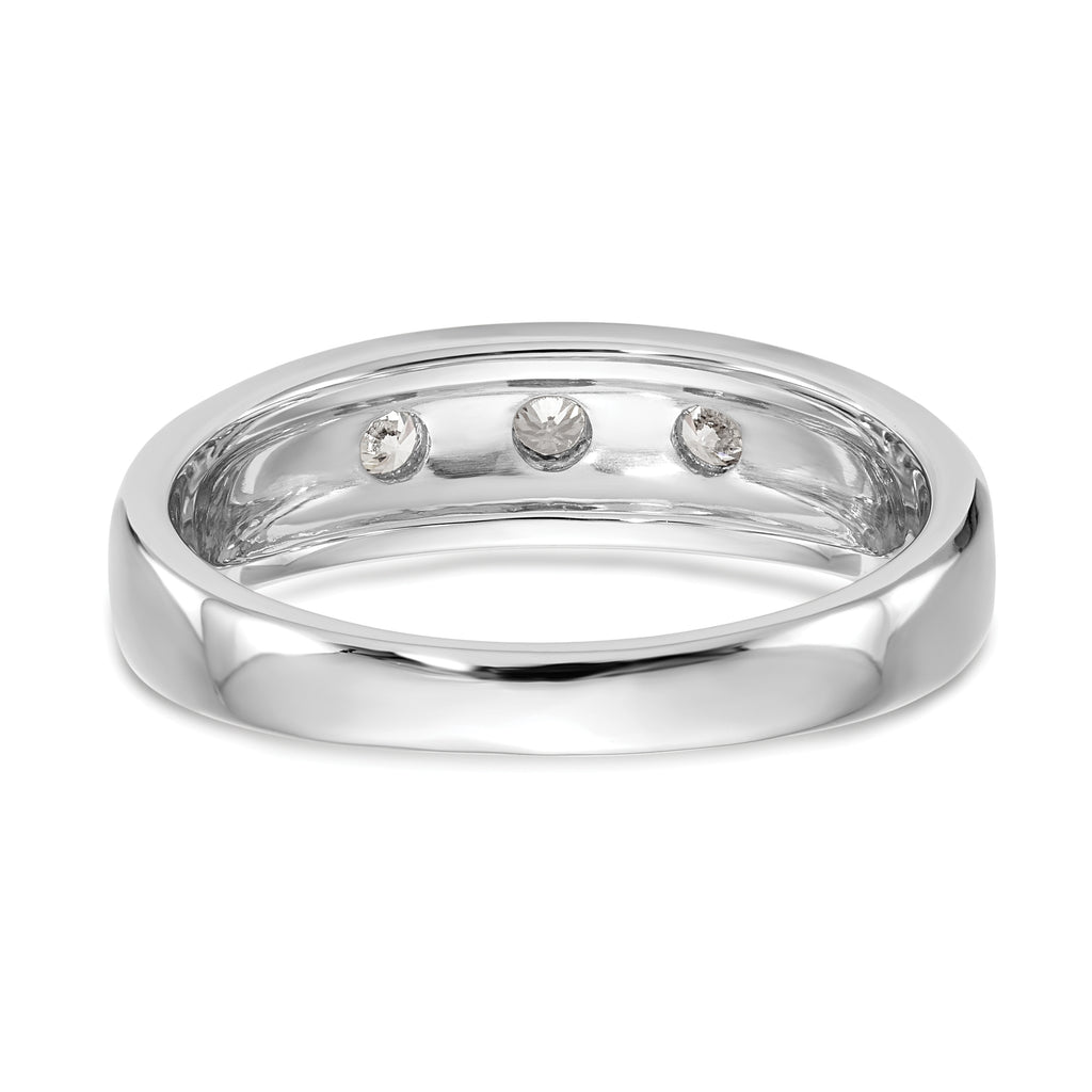 14K White Gold 3-Stone 1/6 carat Diamond Complete Men's Band