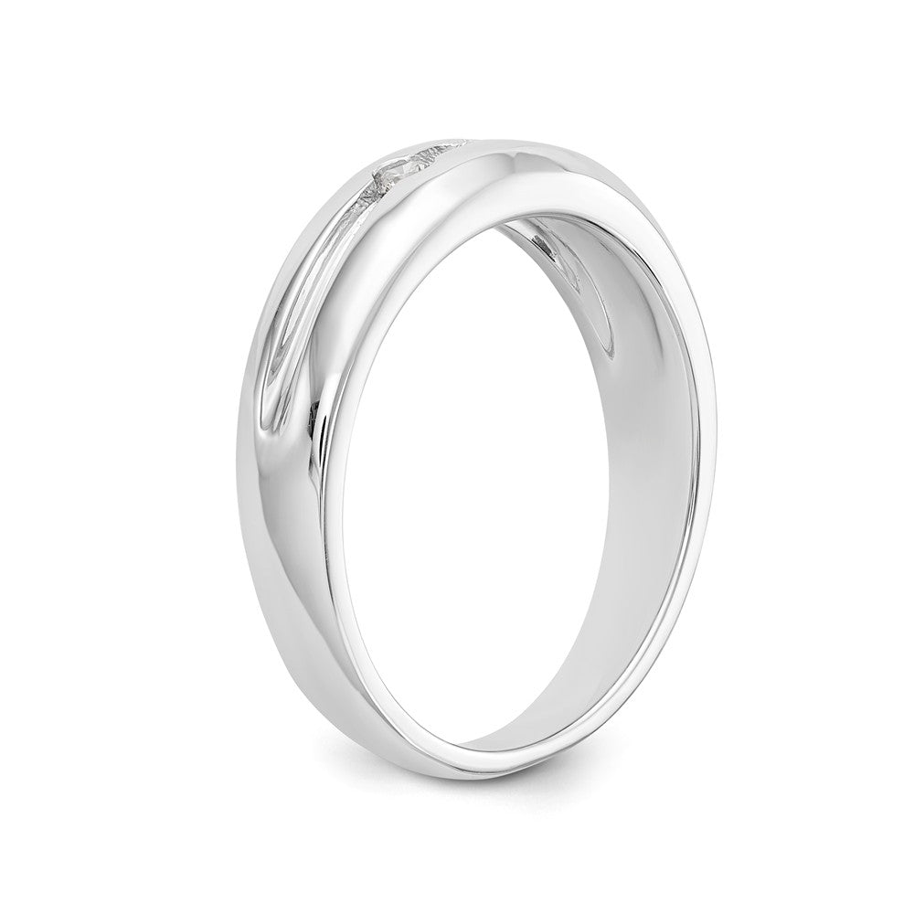 14K White Gold 3-Stone 1/6 carat Diamond Complete Men's Band