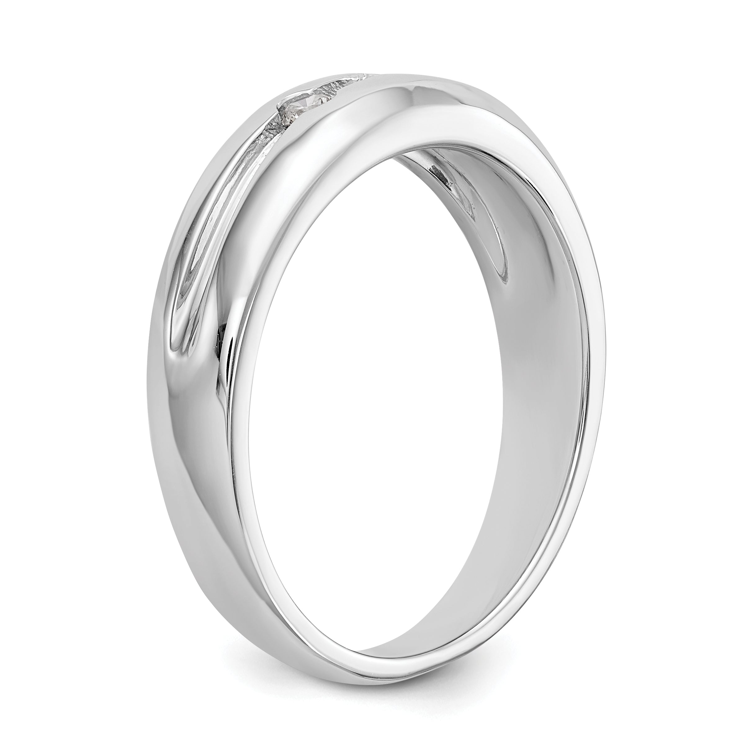 14K White Gold 3-Stone 1/6 carat Diamond Complete Men's Band