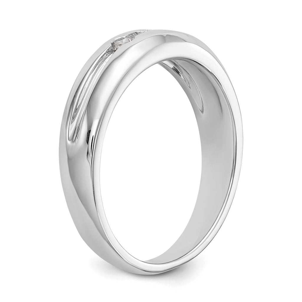 14K White Gold 3-Stone 1/6 carat Diamond Complete Men's Band