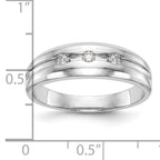 14K White Gold 3-Stone 1/6 carat Diamond Complete Men's Band