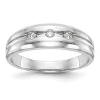 14K White Gold 3-Stone 1/6 carat Diamond Complete Men's Band
