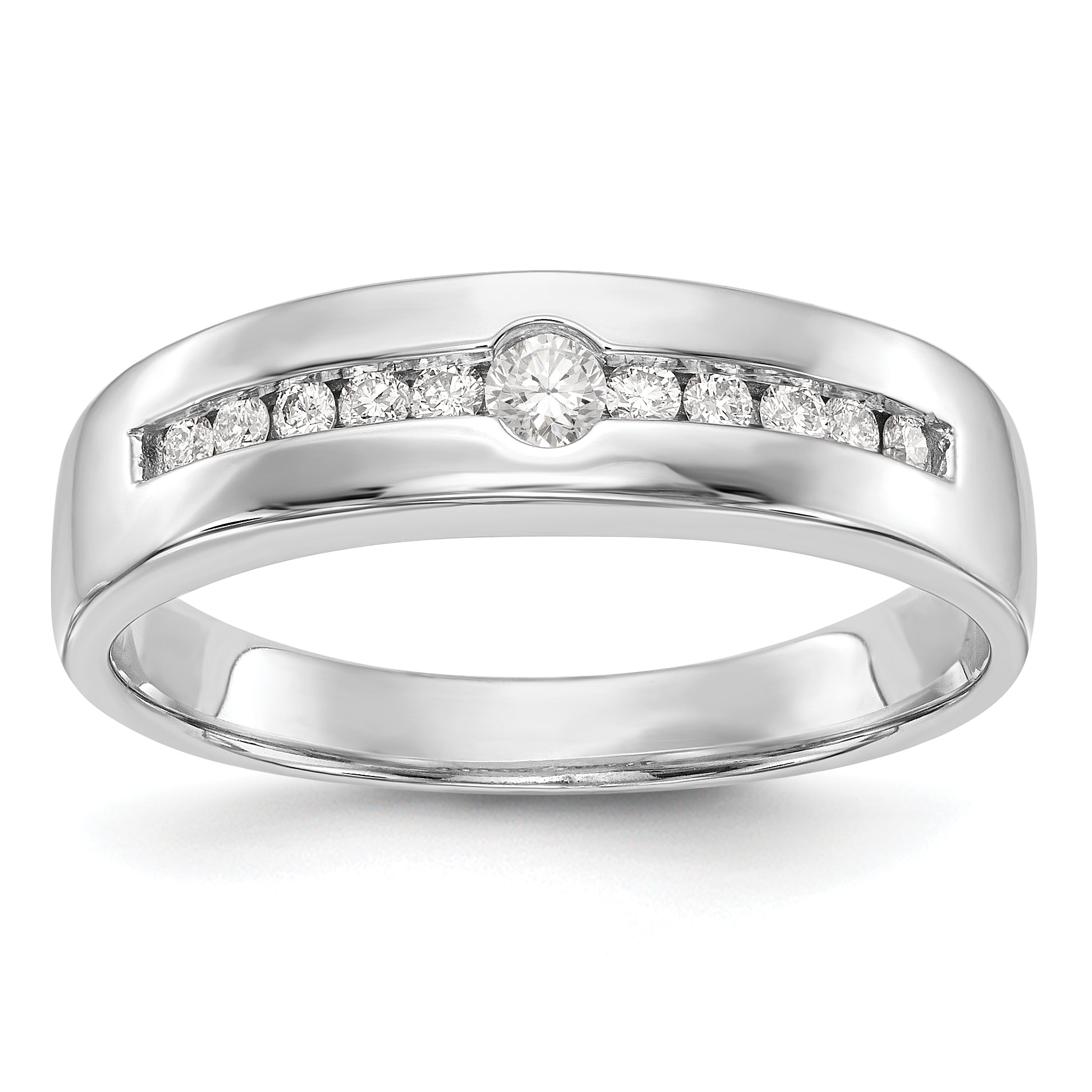 14K White Gold 1/4 carat Diamond Complete Men's Channel Band Main image