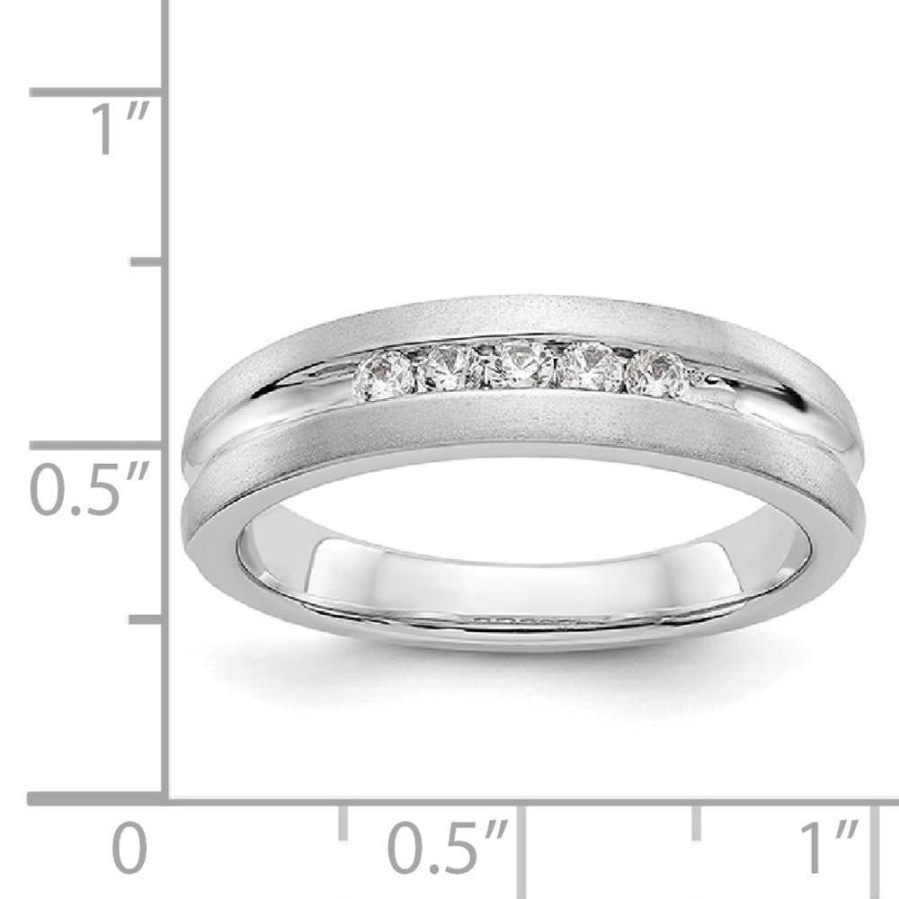 14K White Gold Diamond Men's Band