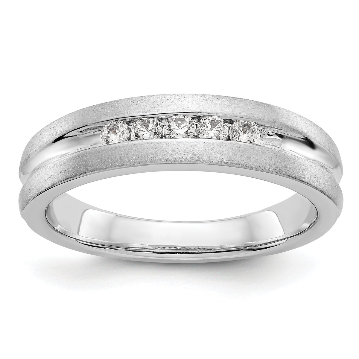 Men's Five-Stone Diamond Channel Wedding Band in 14K White Gold, 5.7mm (1/4 ct. tw.), Size 10 - Sophia Jewelers Main image