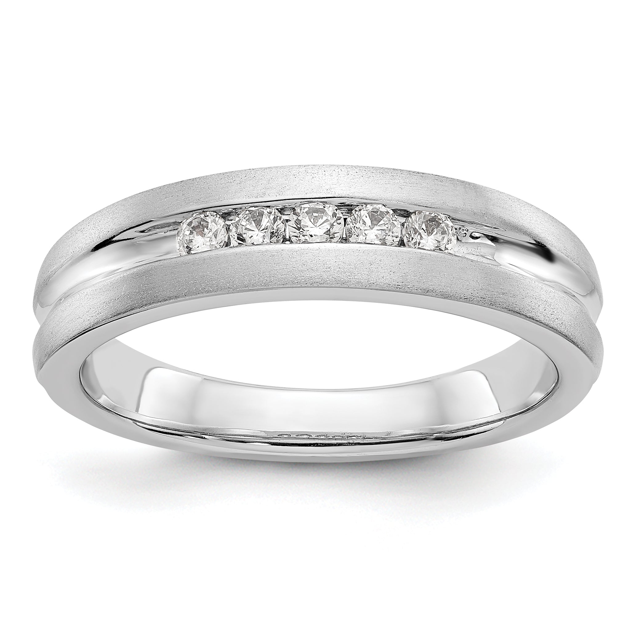 14K White Gold 5-Stone 1/4 carat Diamond Complete Men's Channel Band Main image