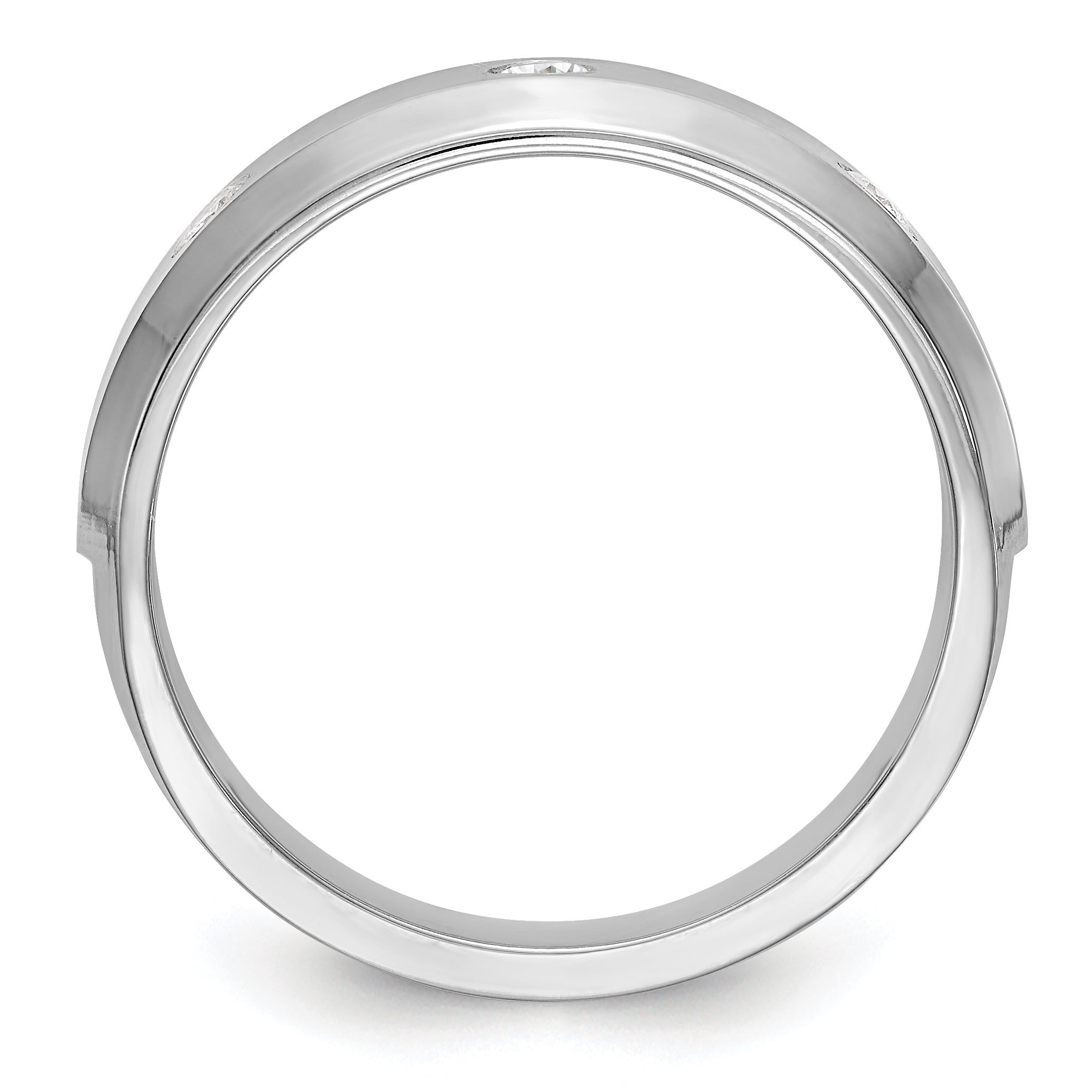 14K White Gold 3-Stone Bezel 1/6 carat Diamond Complete Men's Band - 10