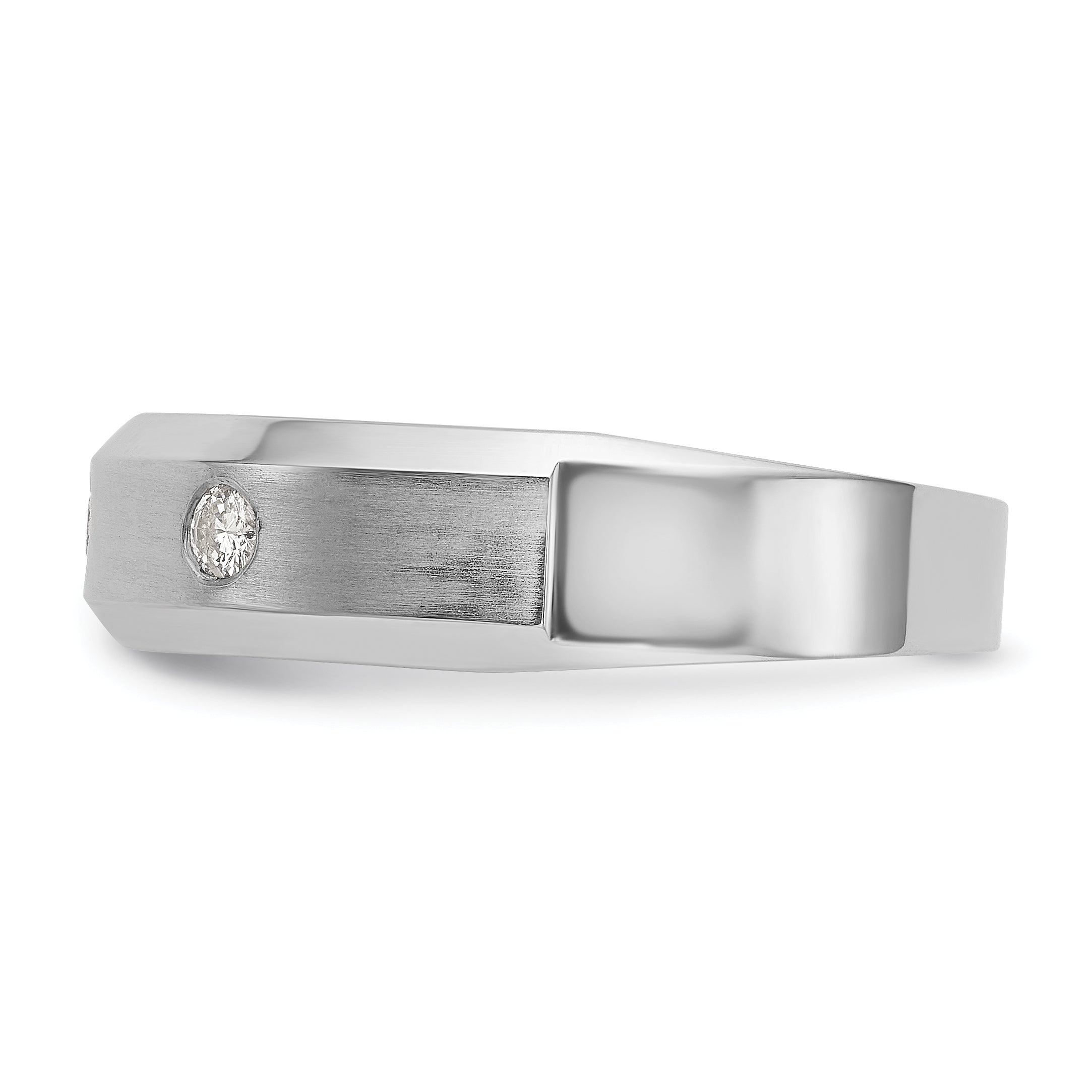 14K White Gold 3-Stone Bezel 1/6 carat Diamond Complete Men's Band - 10