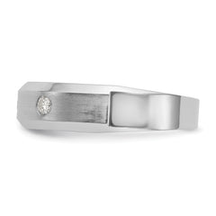 14K White Gold 3-Stone Bezel 1/6 carat Diamond Complete Men's Band - 10