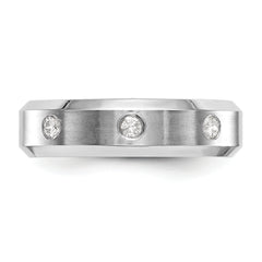 14K White Gold 3-Stone Bezel 1/6 carat Diamond Complete Men's Band - 10