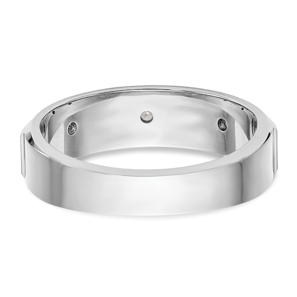 14K White Gold 3-Stone Bezel 1/6 carat Diamond Complete Men's Band